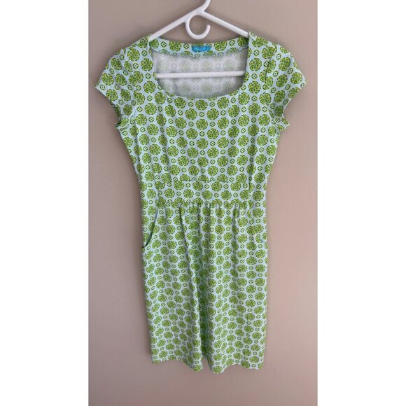 J. McLaughlin Short Sleeve Spring Catalina Cloth Dress Blue Green Print Size XS - Picture 2 of 11